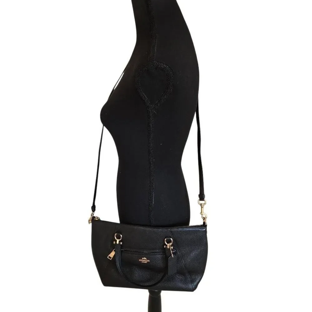 Coach Black Pebbled Leather Kelsey Satchel or Crossbody Purse